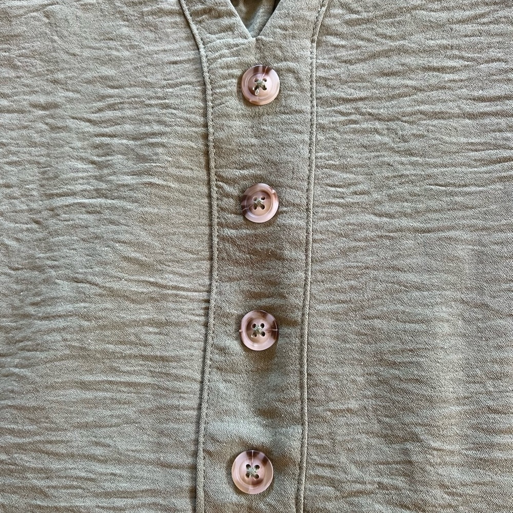 Olive Green Button-Down Blouse - Picture 10 of 13